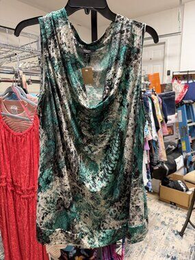 Alfani Size 2X Abstract Print Sleeveless Cowl Neck Tank Top